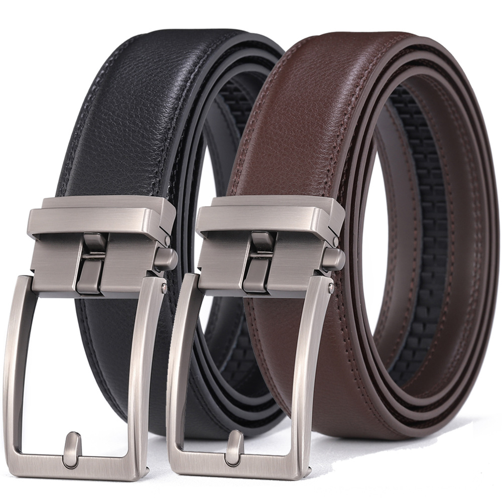 Juego de 2 cinturones de piel auténtica para hombre, estilo casual