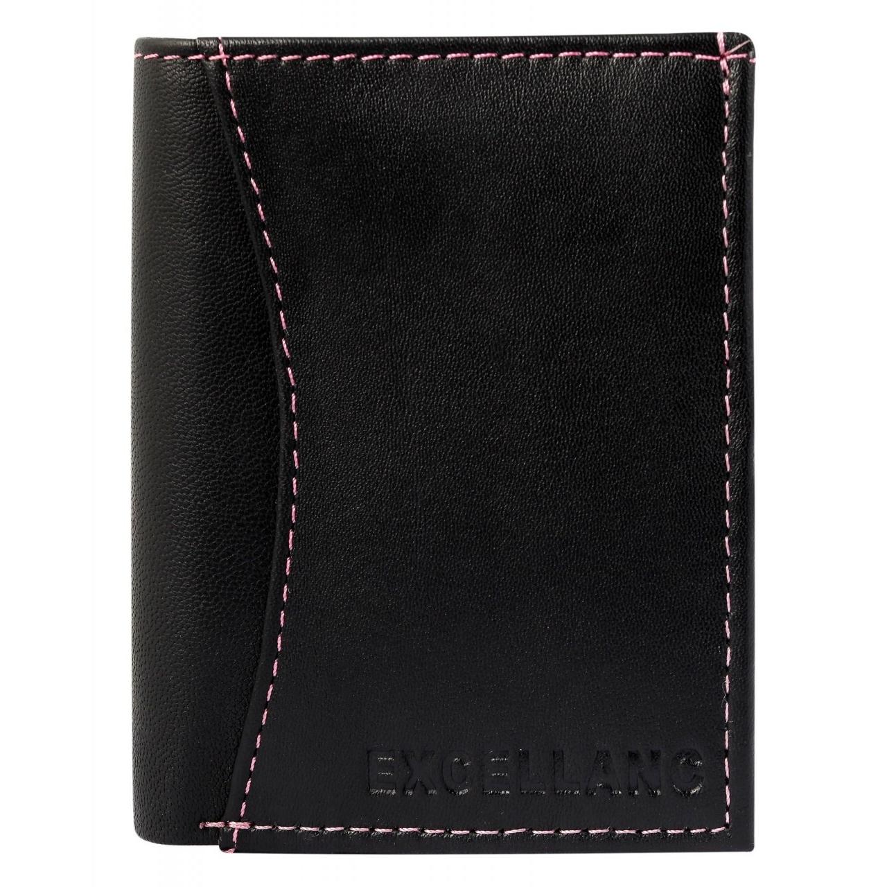 Excellanc® Cartera Preta e Rosa em Pele Genuína 0016