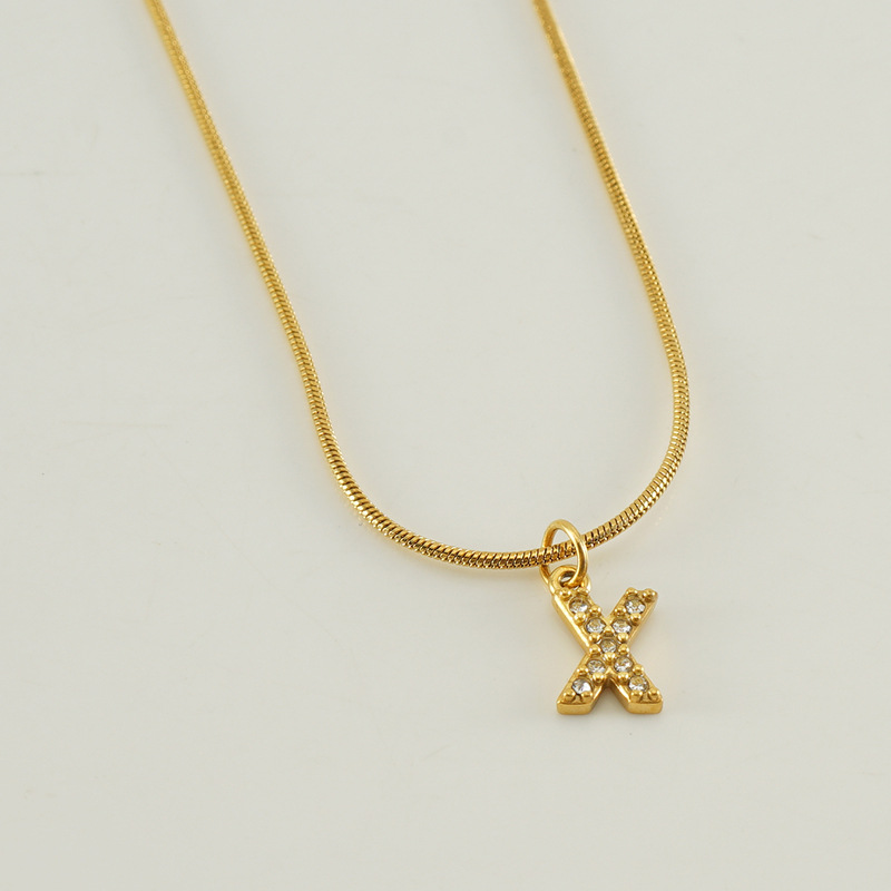 Collar con inicial chapado en oro de 18 quilates para mujer – Colgante con letra de la A a la Z con circonita cúbica, hipoalergénico y que no se decolora, estilo sencillo