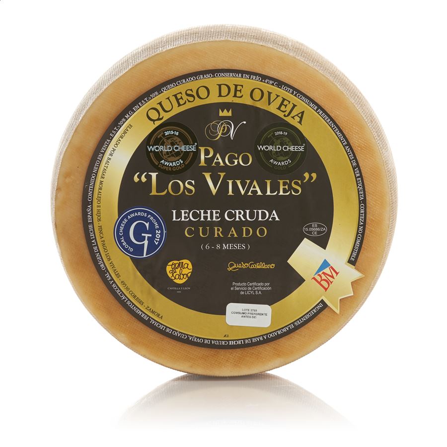 Queso Curado Puro de Oveja Pago Vivales: La Joya Gastronómica de 3,1kg Aprox, para Paladares Exigentes, donde la Tradición Artesanal y la Excelencia se Fusionan en un Sabor Inolvidable.