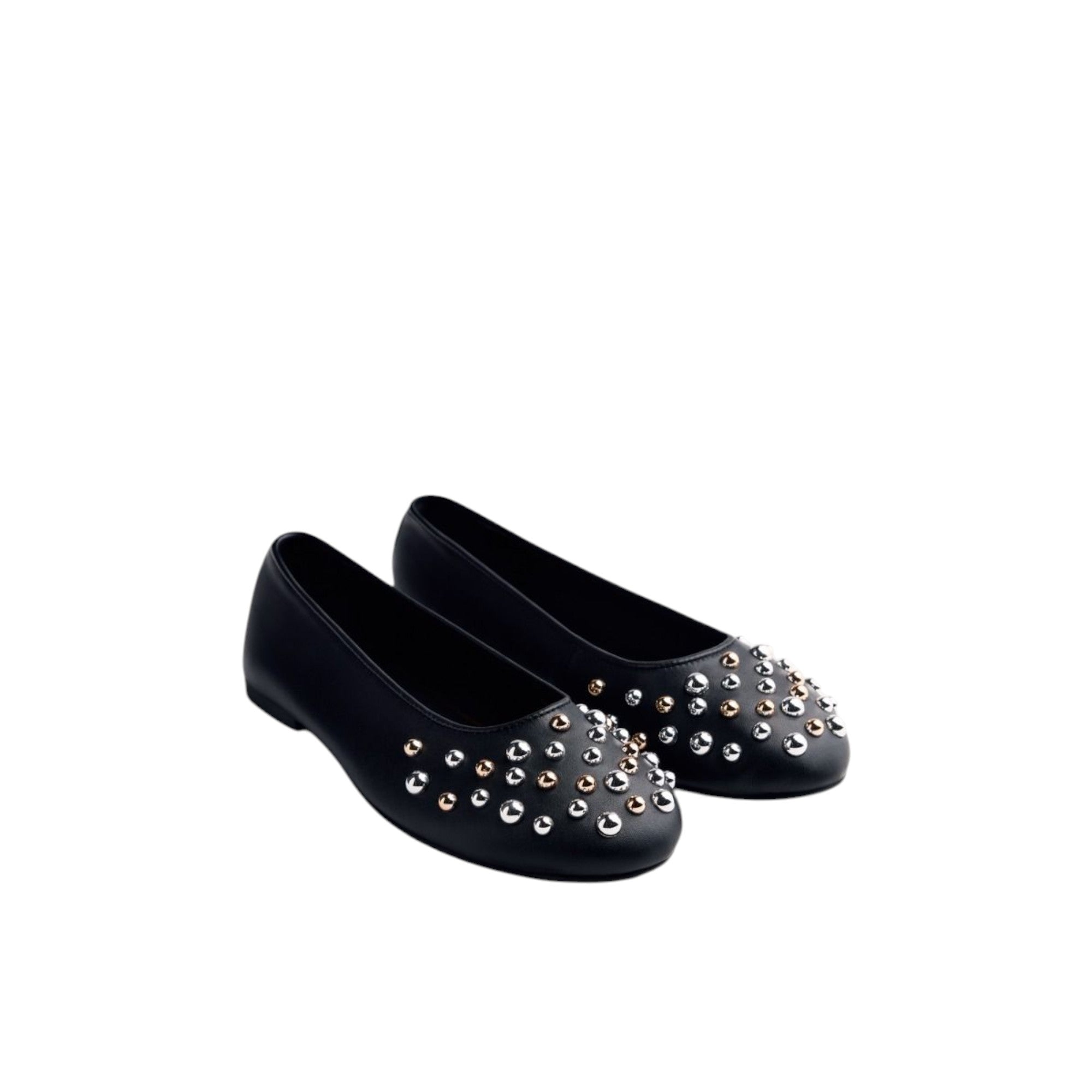 Gioseppo – Gonvick 76110-P_Negro – Bailarinas De Piel Con Tachas Bicolor Y Planta Acolchada - Mujer