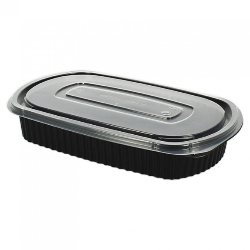100 Uds. Tapa plana para envases negros ovalados (770cc) | Ref: 8000TR