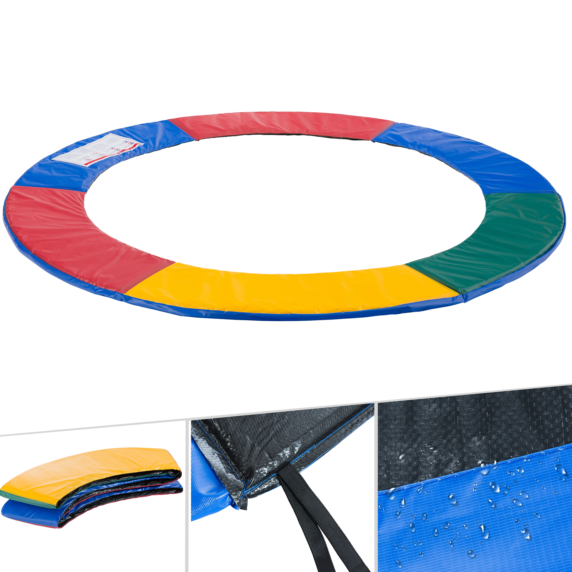 AREBOS Almohadillas de seguridad Cojín Trampolín 305 cm Azul-rojo-verde-amarillo