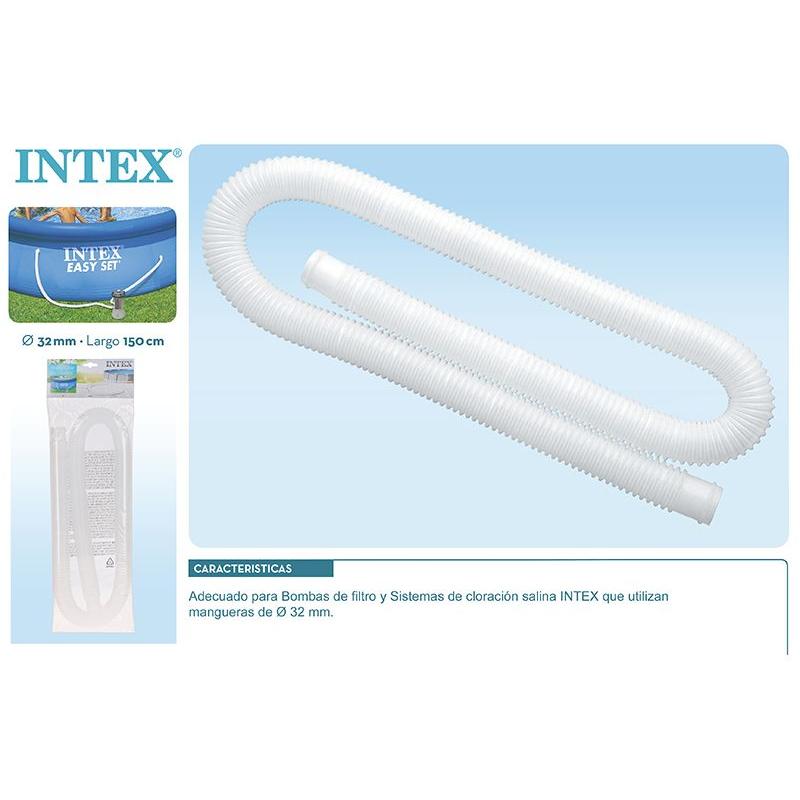 Intex - Manguera Blanca 1,5m Conexiones de 32 mm Fabricada de plástico de alta resistencia y duración Compatible con depuradoras de cartucho y cloradores salinos Intex con conexiones de 32 mm
