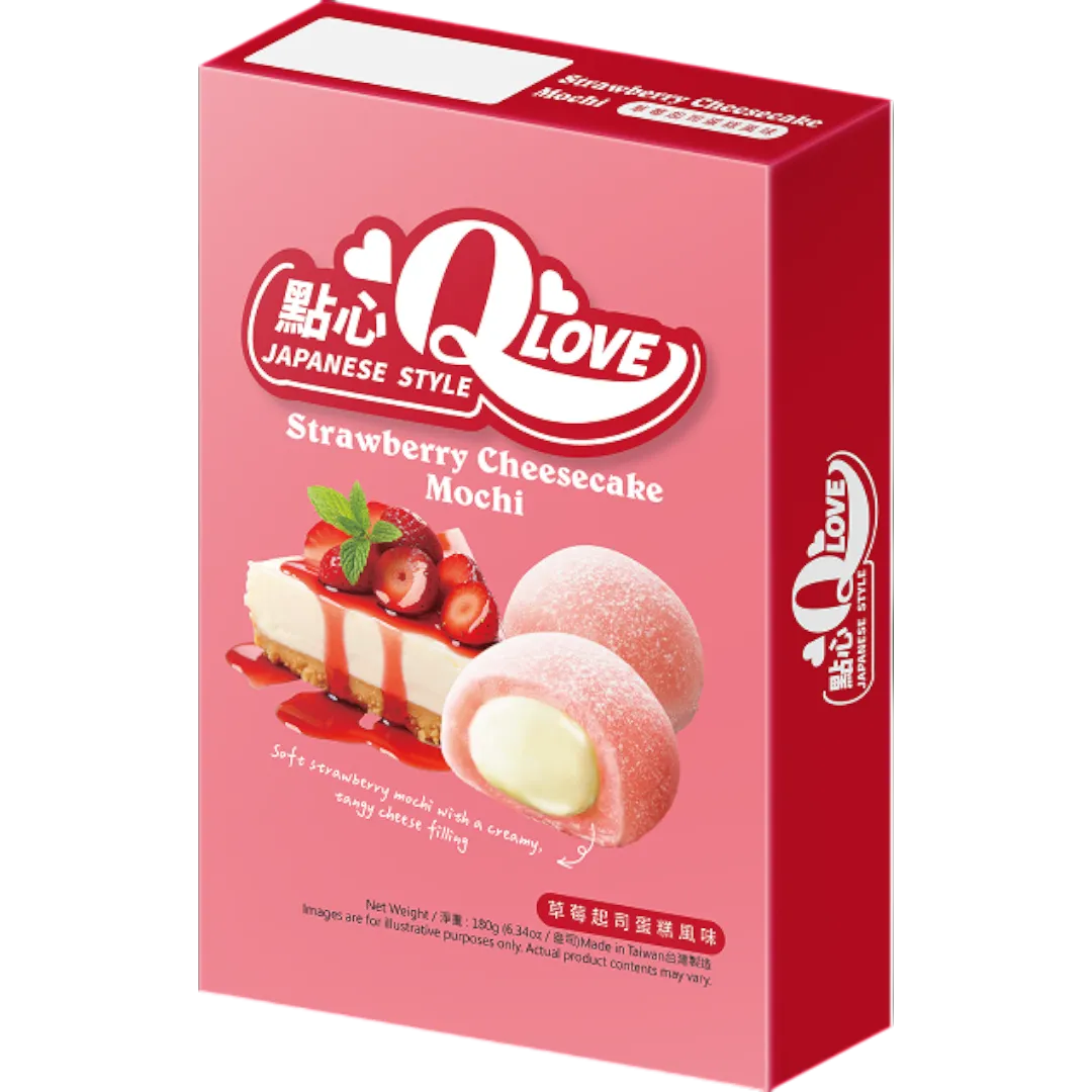 Mochi QLove sabor tarta de queso y fresa caja de 180 g