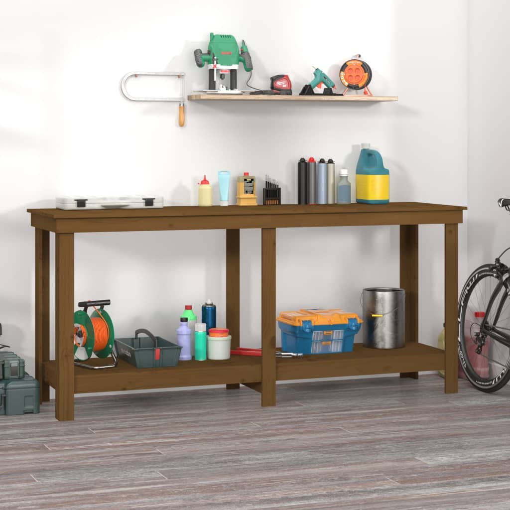 vidaXL Banco de Trabajo de Mesa Herramienta Estante Color Natural,  Blanco,  Gris y mas
