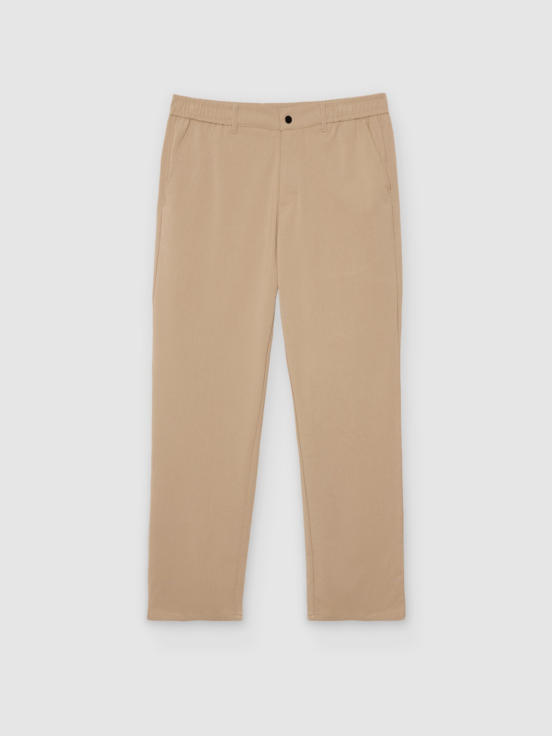 Pantalón chino técnico liso de poliéster, slim, tiro alto y cierre frontal con cremallera INSIDE