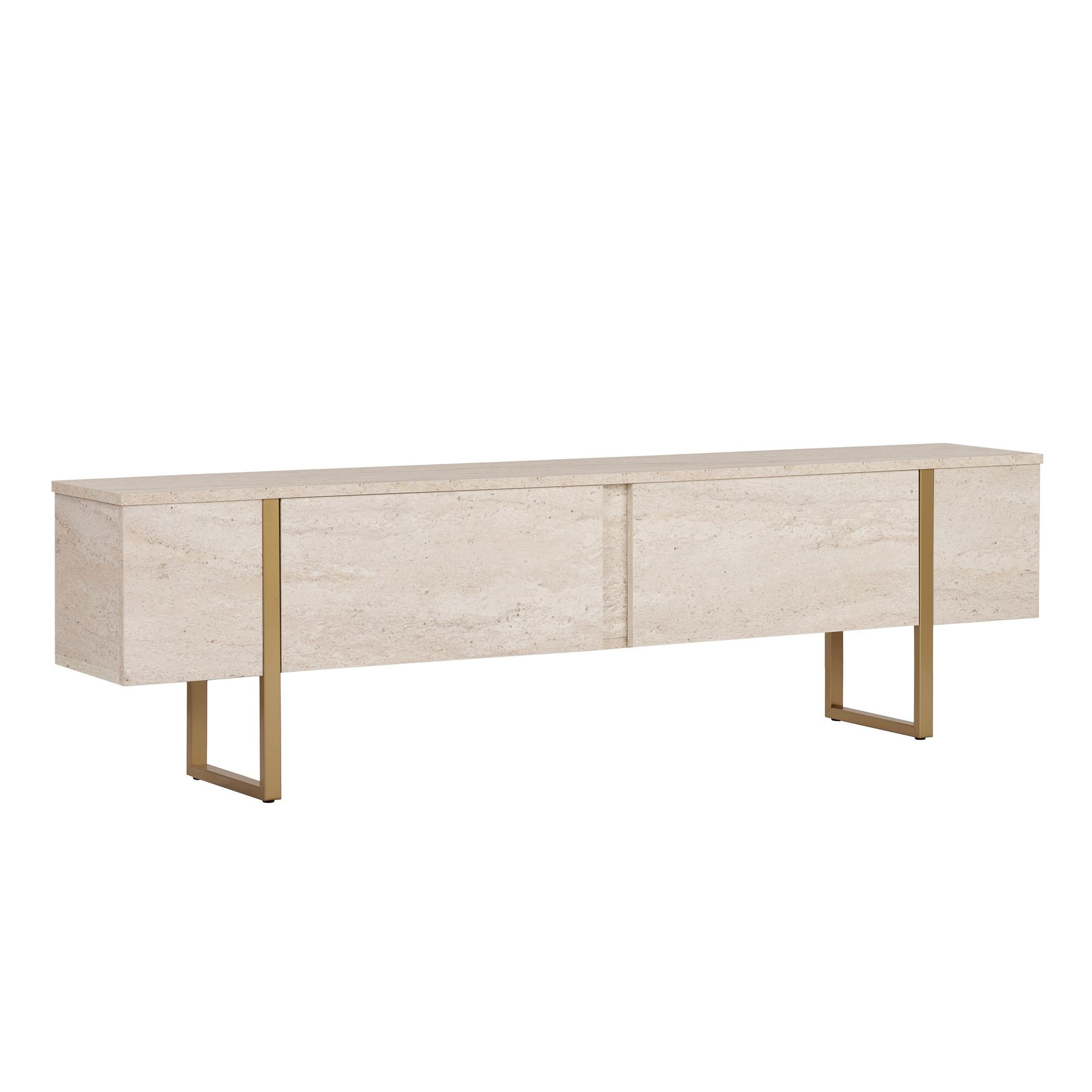 Habitat y Jardin - Mueble para la tele de madera <<Onera>> - 180 x 30 x 50 cm - Travertino / Dorado