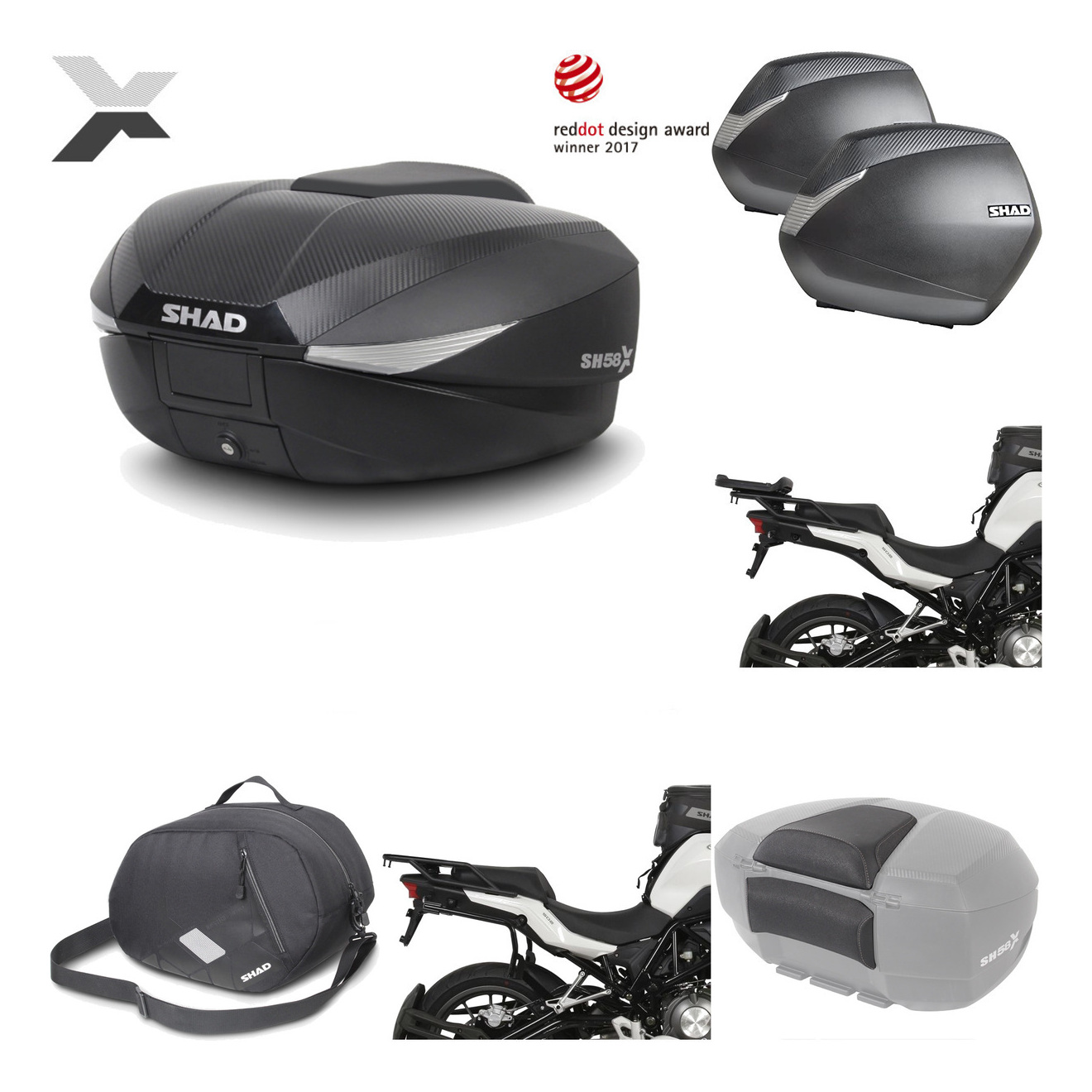 Maletas Laterales + Baul Trasero + Herraje Montaje + Accesorios + Herraje 3P Sh58x Sh36 Sh 36 KIT-194197