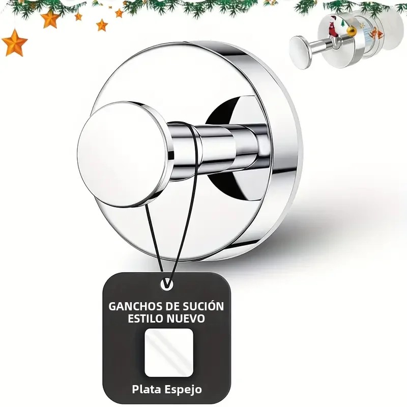 TK Gancho De Acero Inoxidable Con Ventosa De Alta Resistencia Para Pared De Ducha Baño Cocina Soporta 6.8KG En Vidrio Espejo Azulejo Montaje Sin Perforar