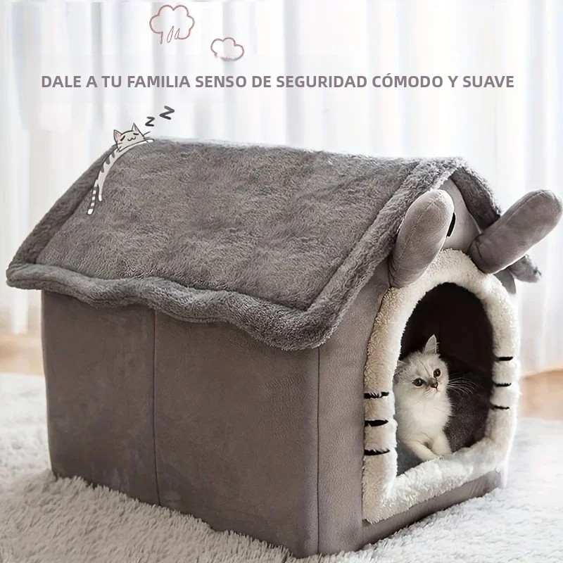 TK Nueva Casa Plegable Para Mascotas Pequeñas Y Medianas Cama De Gato Con Escondite Para Perros Pequeños Y Medianos Lavable Y Desmontable Sofá Para Mascotas
