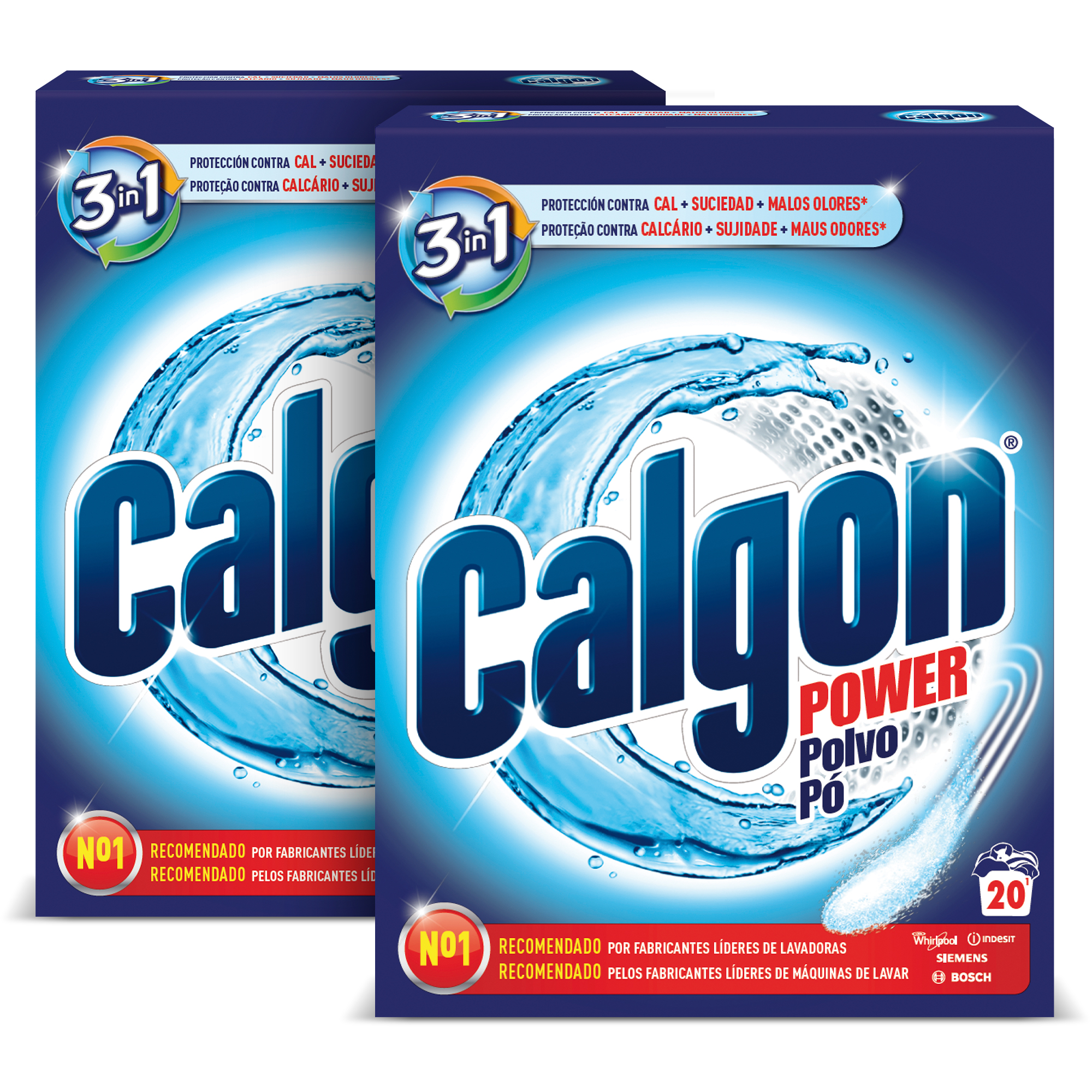 Calgon - Antical para la Lavadora, Elimina Olores y Suciedad, en Formato polvo, 1kg (2x500g)