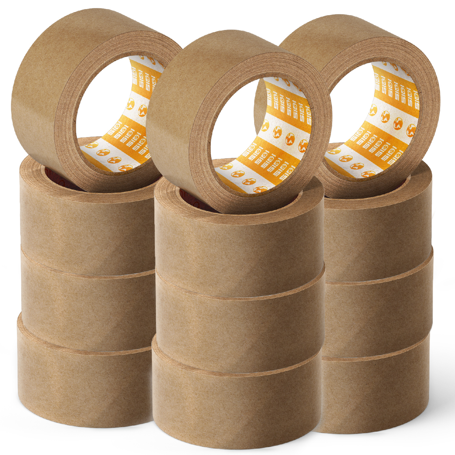 Cinta Embalar, Cinta Adhesiva Kraft, Cinta de Embalaje para Cajas Mudanza y de Envío, Cinta de Embalar de Papel Kraft Tamaños Variables Rollo Cinta Papel Kraft - SIDI