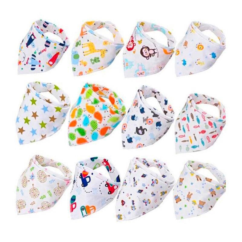 Lote de 10 Baberos Pañuelos Bebe Triangular