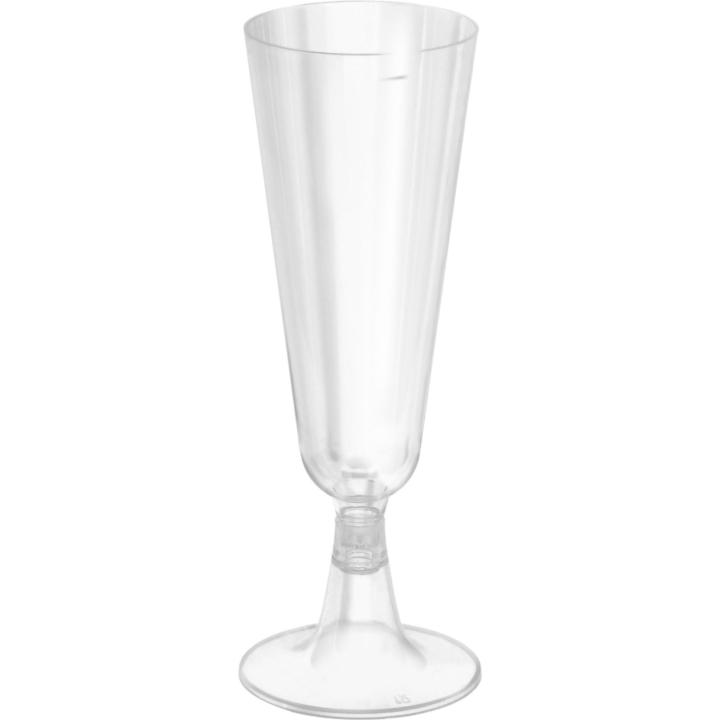 Algon - Set de 50 Copas de Cava Reutilizables, Pie Transparente - 150cc - Duraderas y Elegantes - Ideal para Celebraciones y Eventos