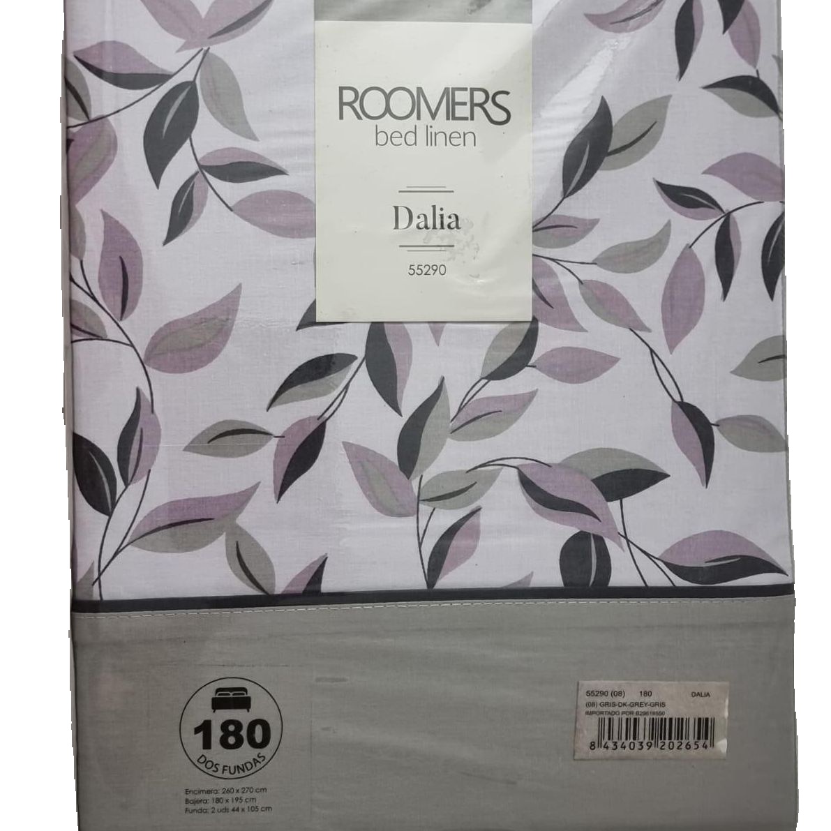 ROOMERS - Juego de sábanas para cama de 180 cm, 50% algodón y 50% poliéster, modelo DALIA y Modelo CIELO medidas 260x270 cm encimera + bajera 180x195 cm + 2 fundas 44x105 cm