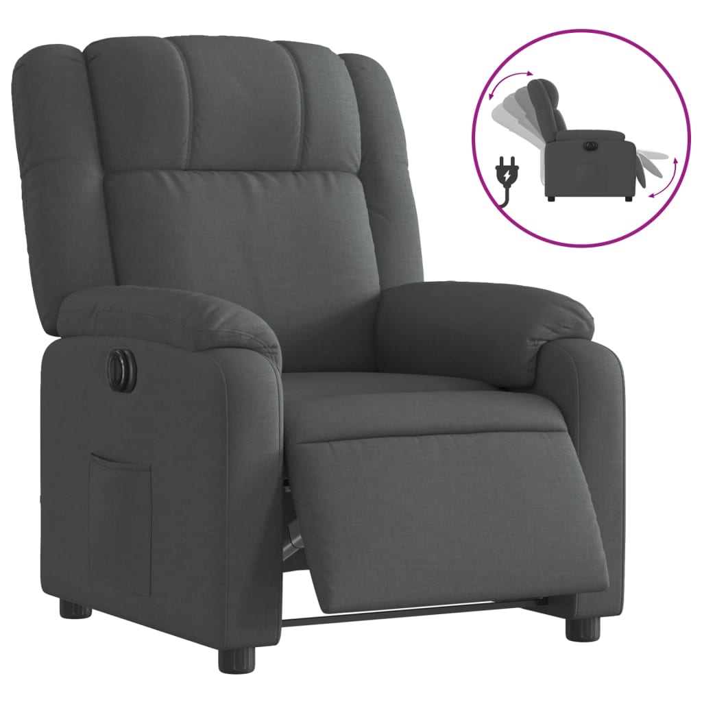 vidaXL Sillón reclinable eléctrico de tela gris oscuro