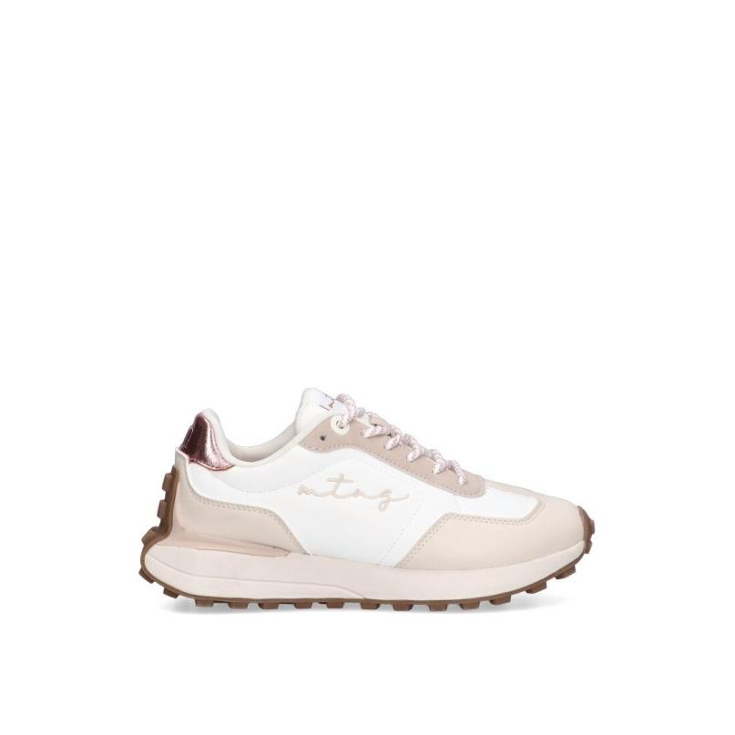 Zapatillas Casual Mustang - Mujer - Suela Plana - Modelo 60460 - Color Blanco