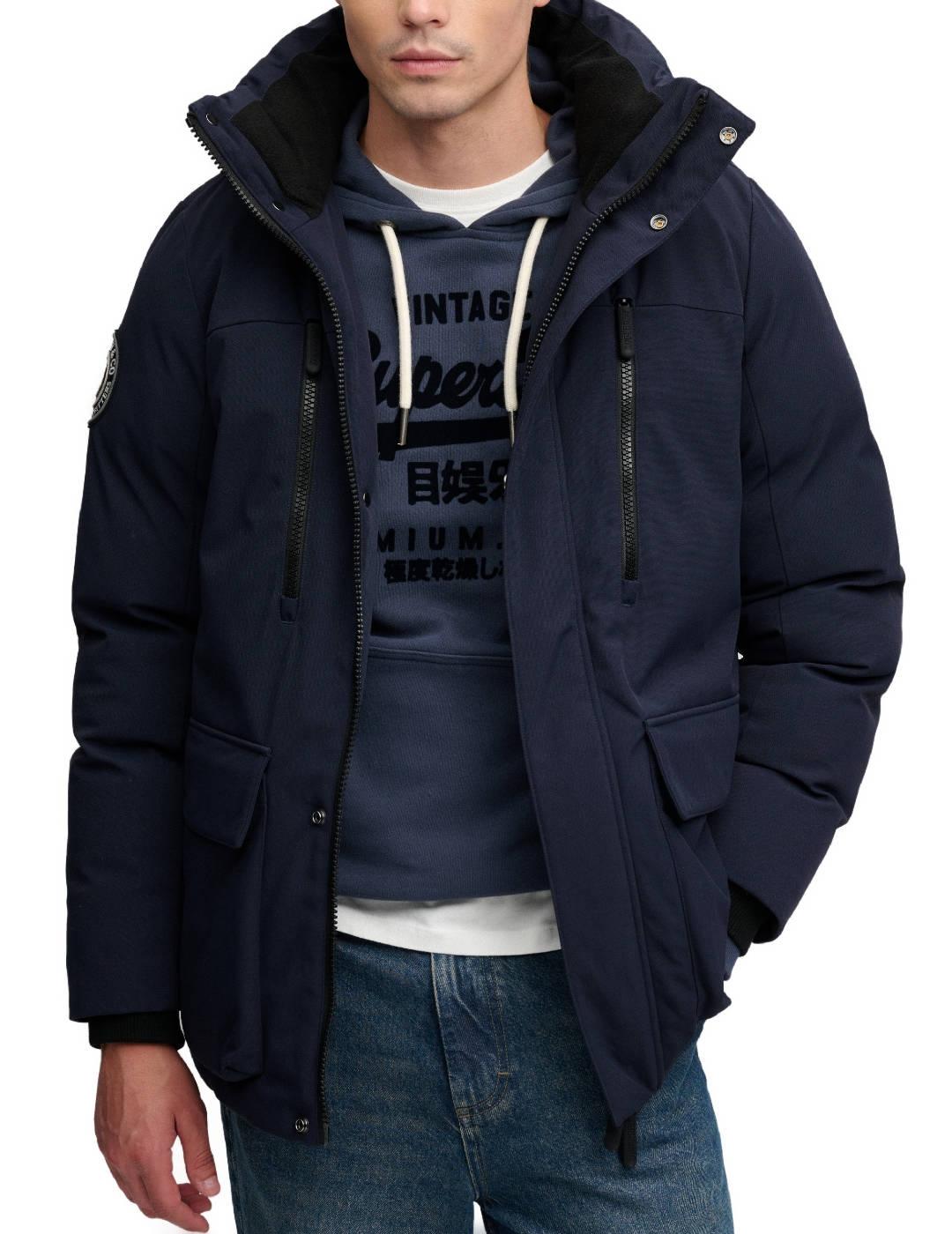 Parka Superdry City marino acolchada capucha para hombre