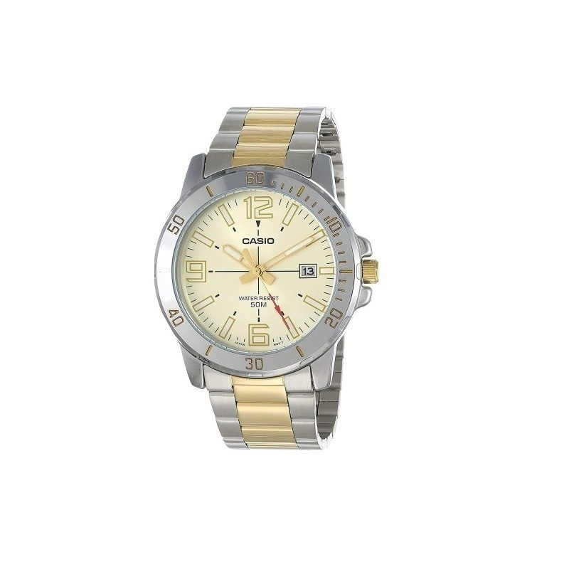 Reloj Casio Caballero MTP-VD1SG-9B correa metálica bicolor con calendario MTPVD1SG9B