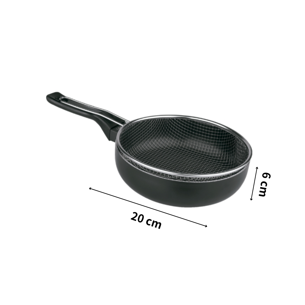 TopRed | Sartén con Cestillo Freidora Luxe de Aluminio Prensado con Recubrimiento Antiadherente XYLAN Plus – Compatible con Todo Tipo de Cocinas y Apta para Lavavajillas, Calentamiento rápido, Alta resistencia a rayaduras | Marca Lifestyle