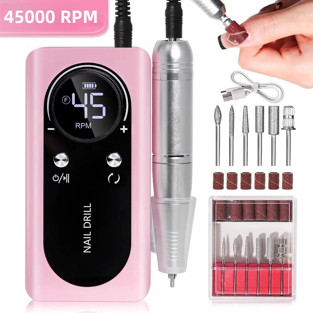 TK Máquina De Uñas Eléctrica Portátil Profesional 45000RPM Bajo Ruido Recargable Para Manicura Y Peluquería En Salón Herramienta De Lijado