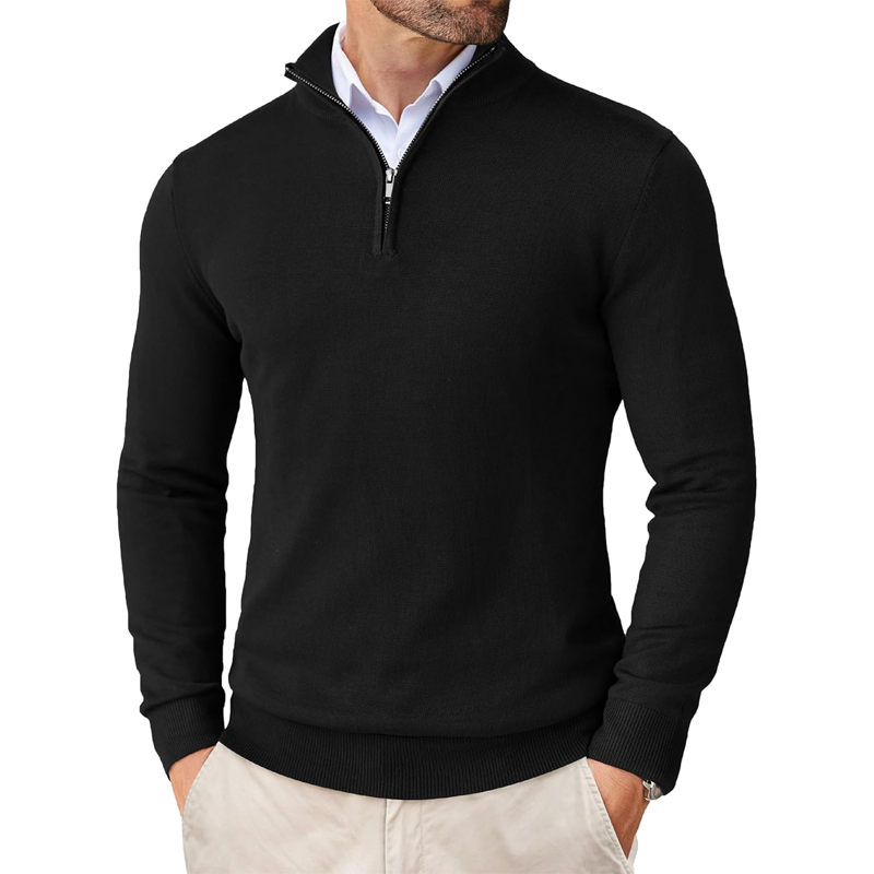 TK Suéter De Cuello Alto Mock Para Hombres Con Cierre De Cremallera Ligero Y Ajustado Casual De Mitad De Cuello Tejido Para Exterior Y Calle Otoño E Invierno