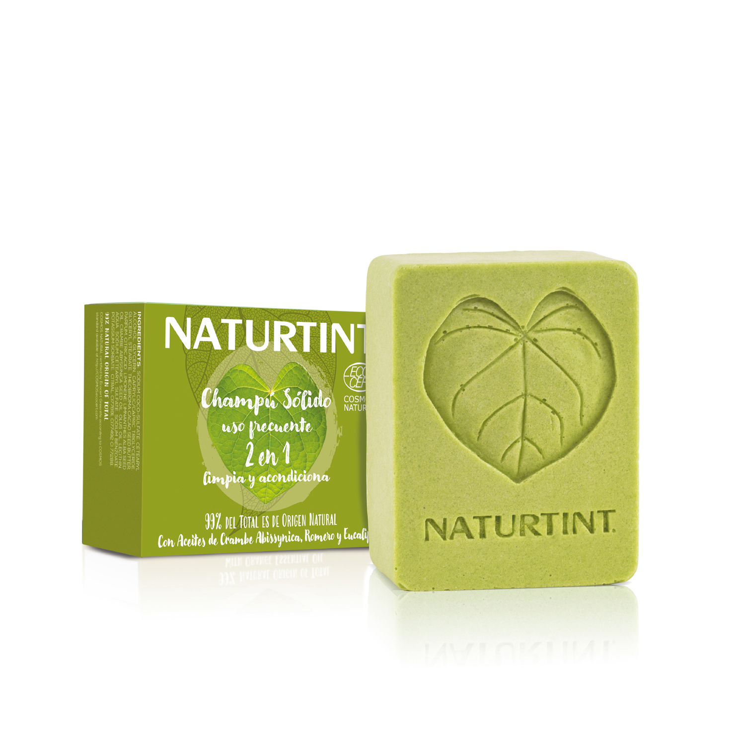 Naturtint Uso Frecuente 2 en 1, Champú Sólido + Acondicionador, Hidrata, Repara y Rejuvenece, Cabello Más Brillante y Fuerte, 99% Ingredientes Naturales, ECOCERT, 75gr