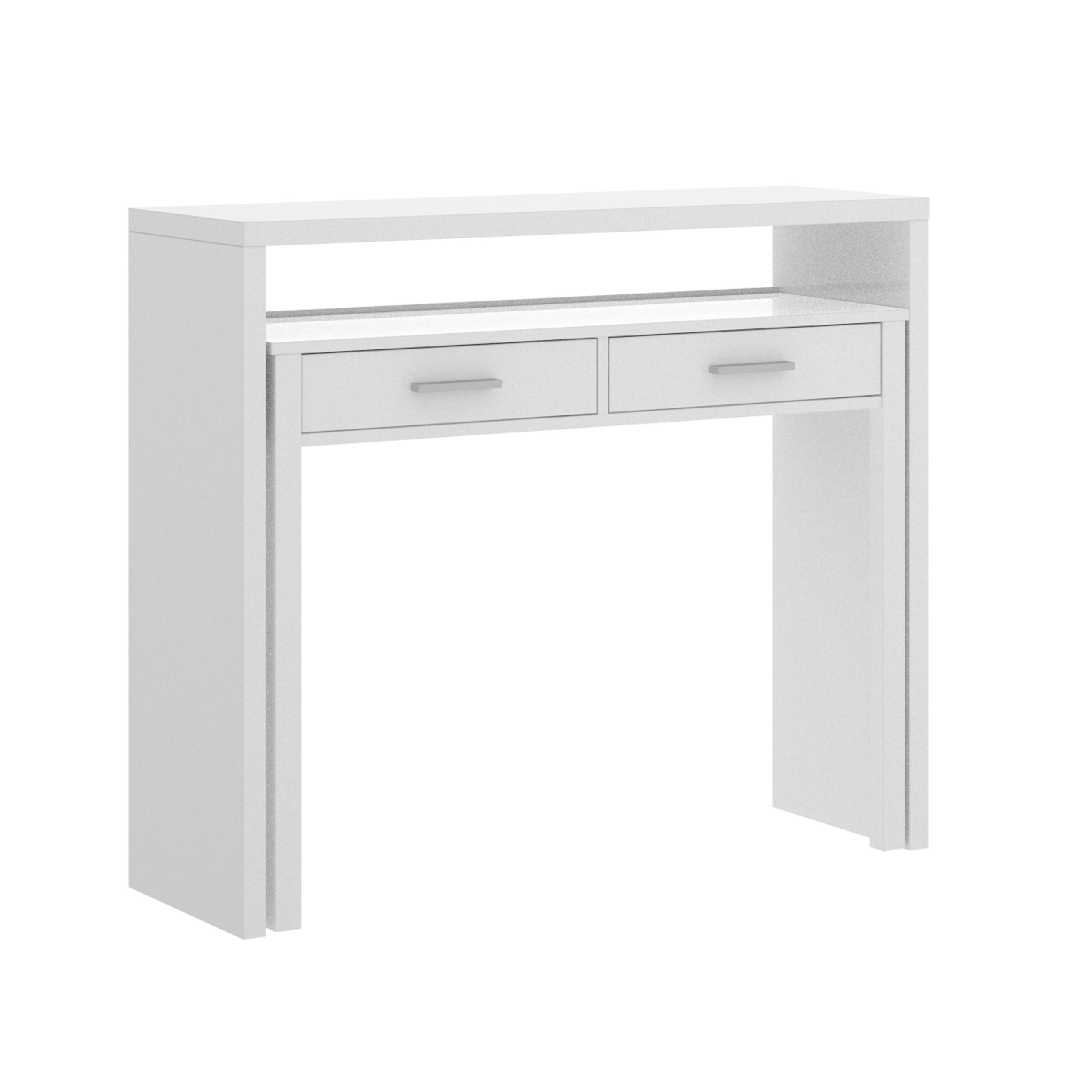 Mesa Escritorio Extensible SEVEN Dekit - Blanco Brillo - 88x99x36-70 cm