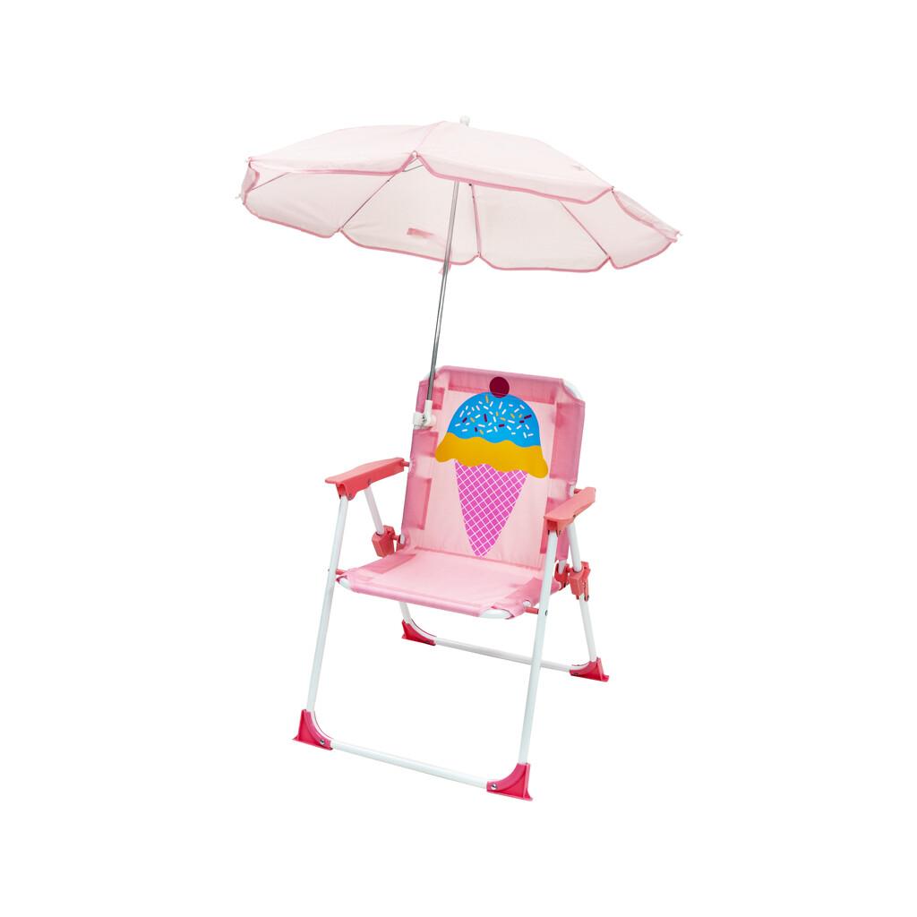 Silla de Jardín y Playa Infantil Plegable Cucurucho Helado con Sombrilla