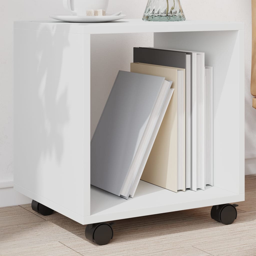 vidaXL Armario con ruedas madera ingeniería 37x33x42,5cm en color Roble ahumado/Blanco/Gris sonoma y más | almacenamiento funcional diseño moderno para baño dormitorio sala
