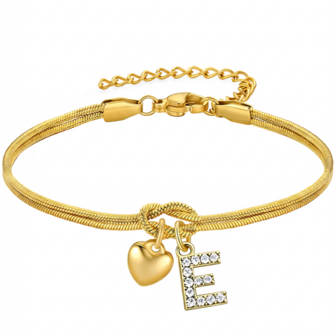 Pulseras doradas con iniciales para mujer, diseño de nudo de amor, estilo Barcelet, delicadas letras A-Z, pulseras doradas, regalos