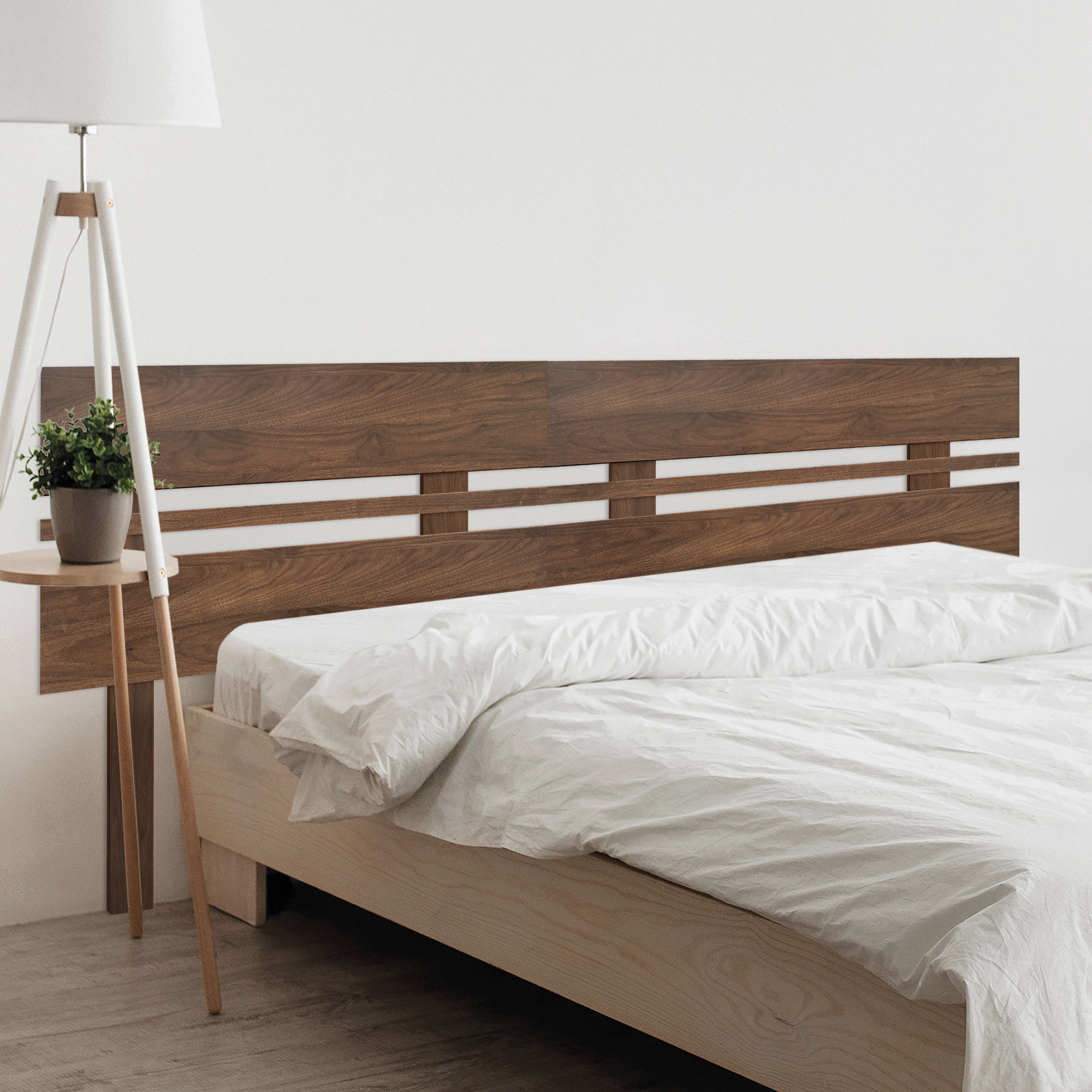 DHOME Cabecero de Madera reciclada DM Horizontal Ancho Dual con Patas Cama Palets Herrajes incluidos