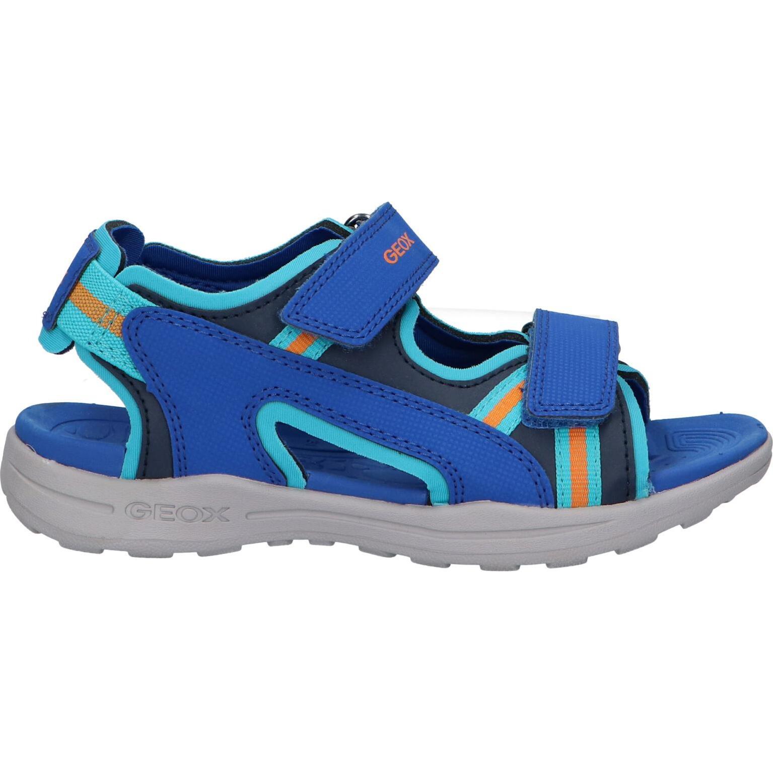 Geox J255XB 0CE15 J VANIETT C4380 Royal-Sky Children's Sandals, breathable textile lining, imitation leather insole, flexible anti-slip sole, perfect for spring/summer, ideal boy sandals.