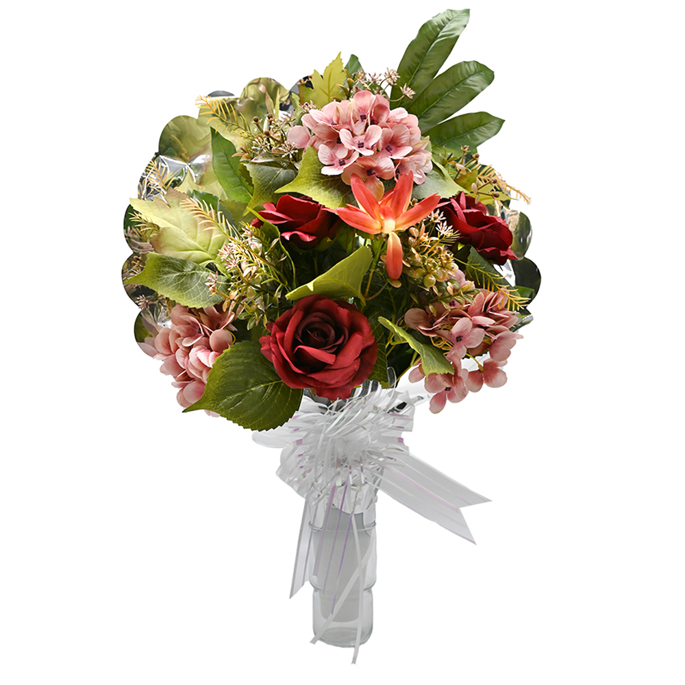 PLUSHOME Flores Artificiales: Elegancia Duradera: ramo Artificiales para Cementerio, Nichos y Sepulturas,Más de 30 Diseños tamaño aproximado 58x45cm,Botes con Liliums Artificiales.