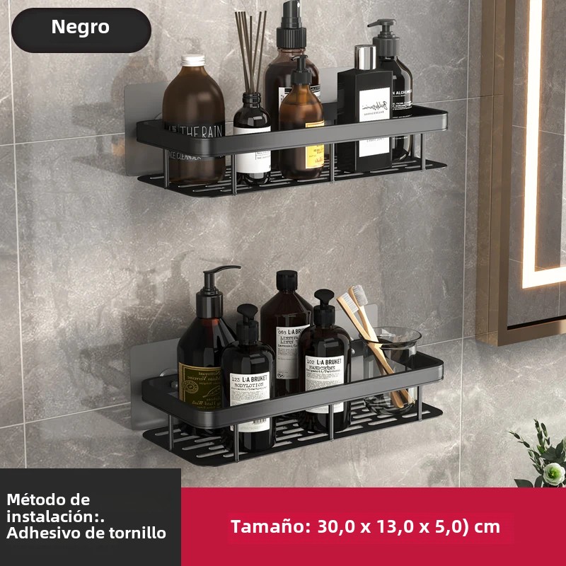 Estante De Baño De Aleación De Aluminio Para Almacenamiento De Shampoo Sin Perforar Estante De Esquina De Ducha Montado En La Pared Accesorios De Baño