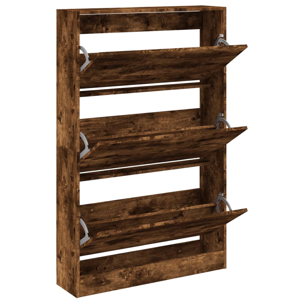 vidaXL Zapatero de madera de ingeniería roble ahumado 80x21x125,5 cm