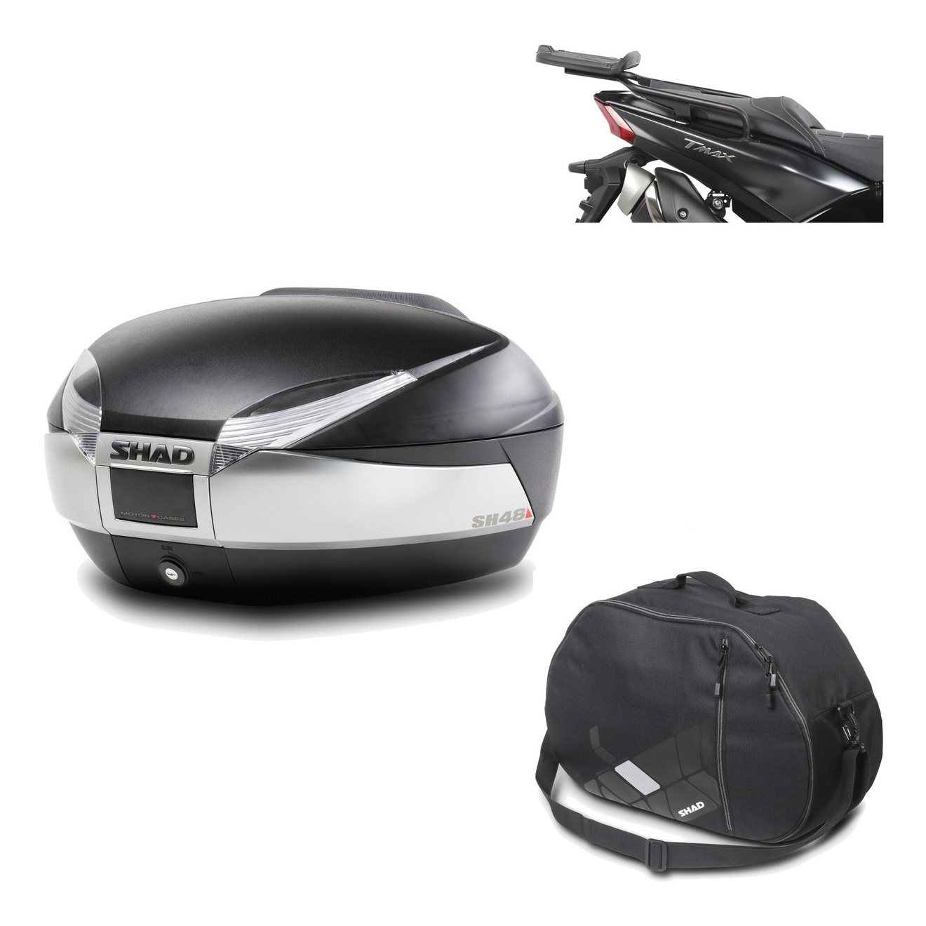 Baul Trasero + Herraje Montaje + Bolsa Interna Sh48 Titanium Premium KIT-186241