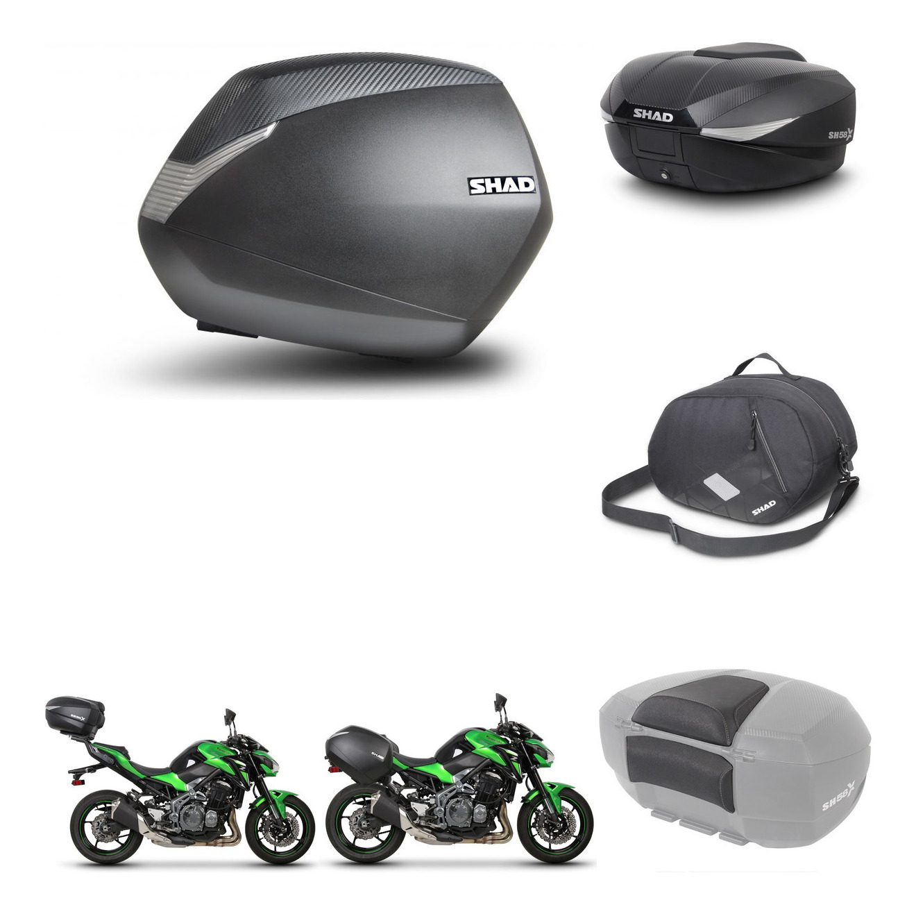 Baul Trasero + Maletas Laterales + Accesorios + Herraje 3P + Herraje Montaje Sh36 Sh 36 Sh58x KIT-260217