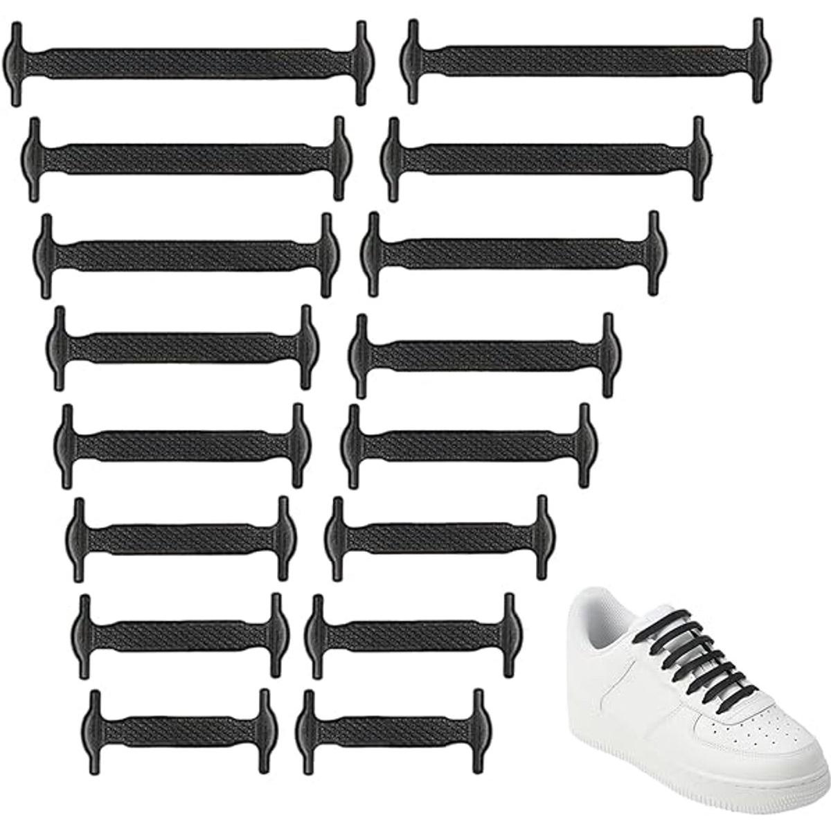 Vetersloze, waterdichte siliconen schoenveters, elastisch, geschikt voor kinderen en volwassenen, compatibel met diverse sportschoenen, zwart.