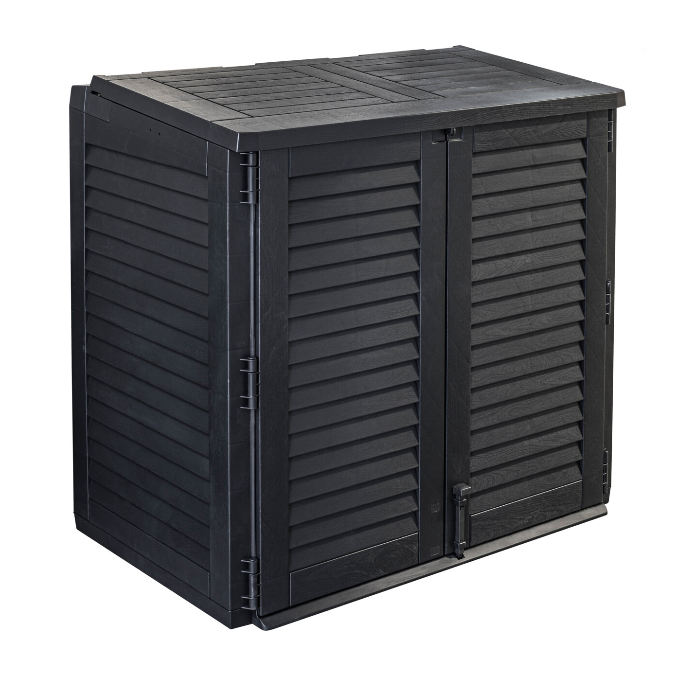 Baul de Almacenaje Exterior 117X74X110 cm con 2 Puertas y Tapa Superior. Arcon de 780 Litros de Exterior para Cubos Basura, Herramientas, Accesorios para Terraza Patio o Jardín.