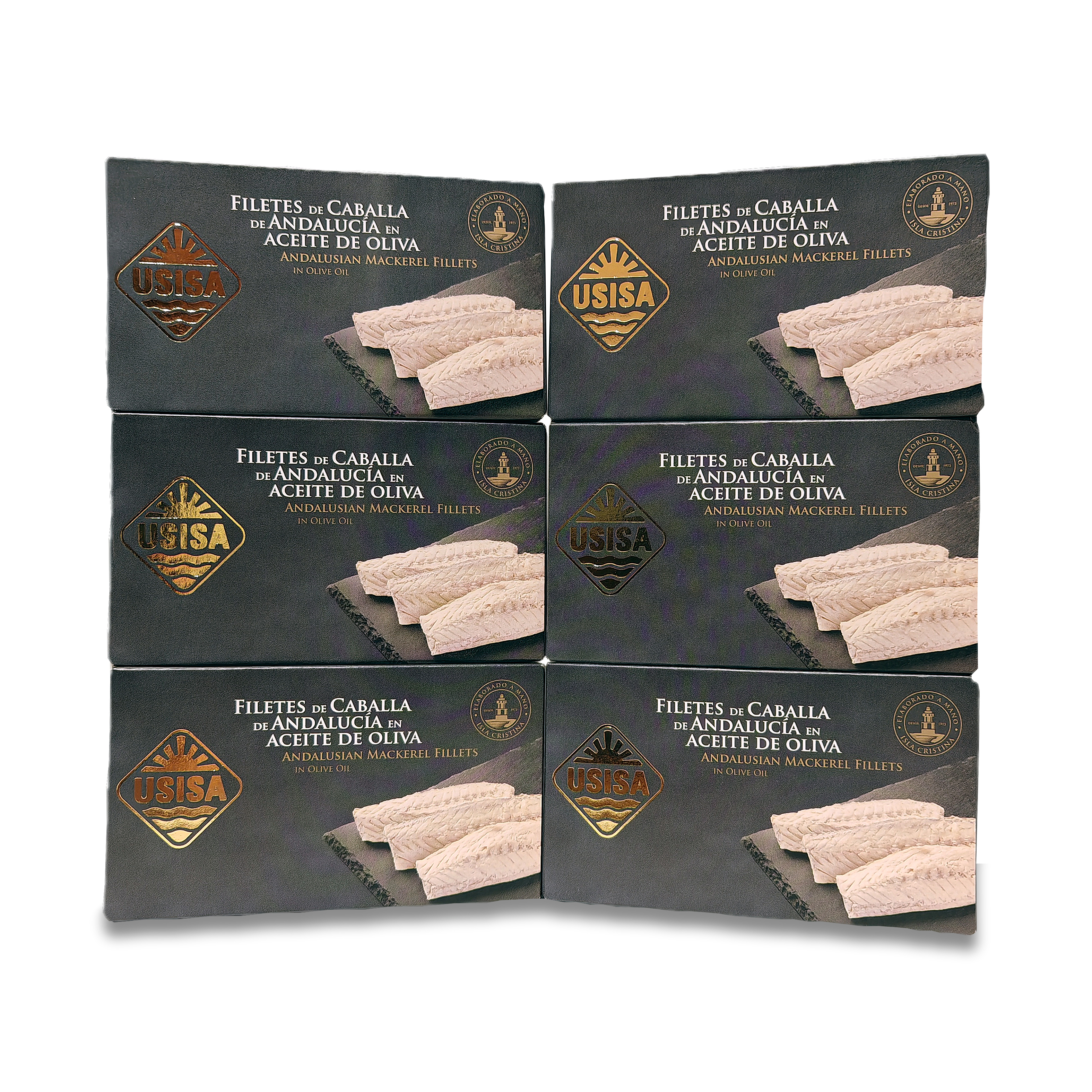 Filetes de caballa de Andalucía en aceite de oliva de USISA (Pack de 6 unidades de 120gr)