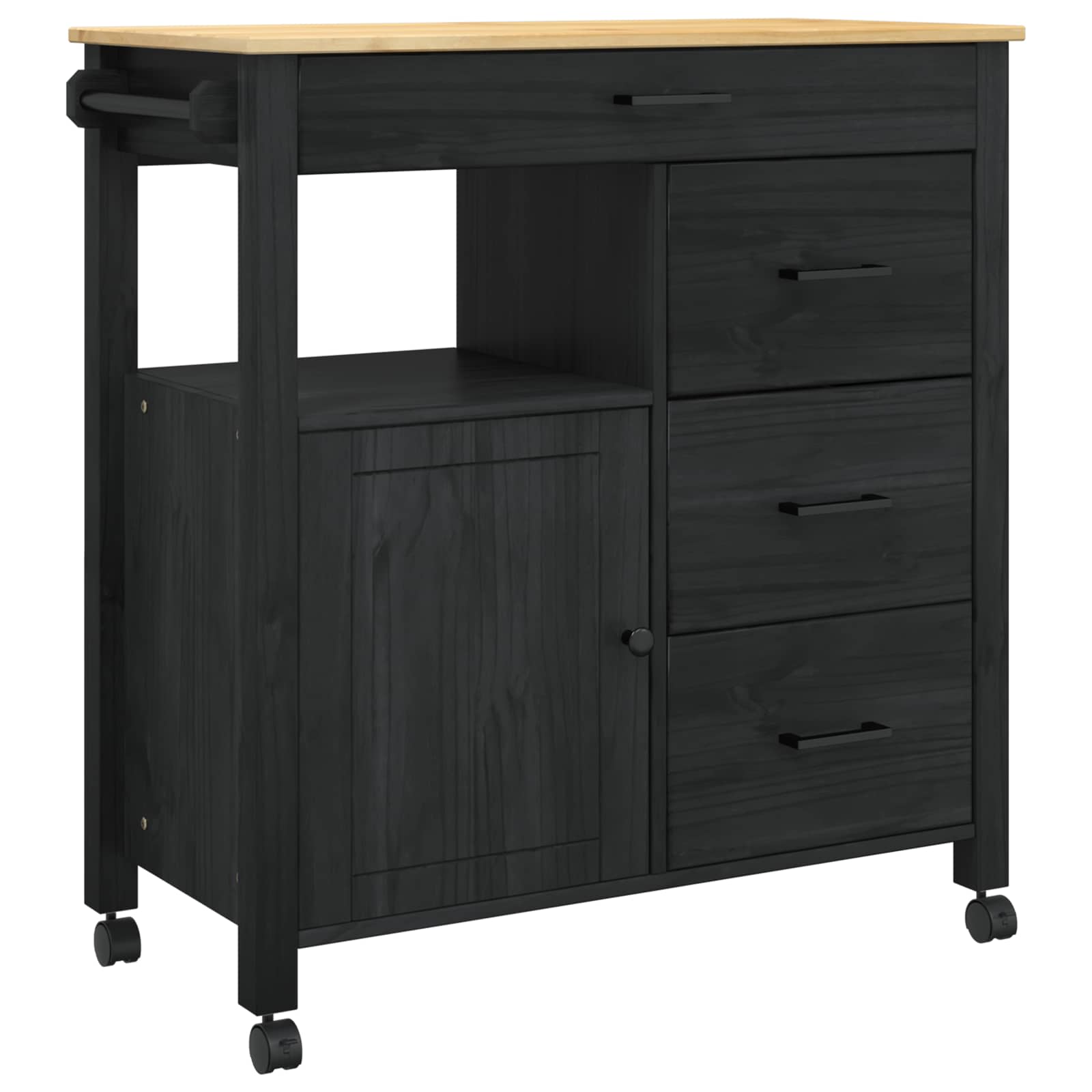 vidaXL Carrito de cocina MONZA madera maciza de pino 84x40x88,5 cm