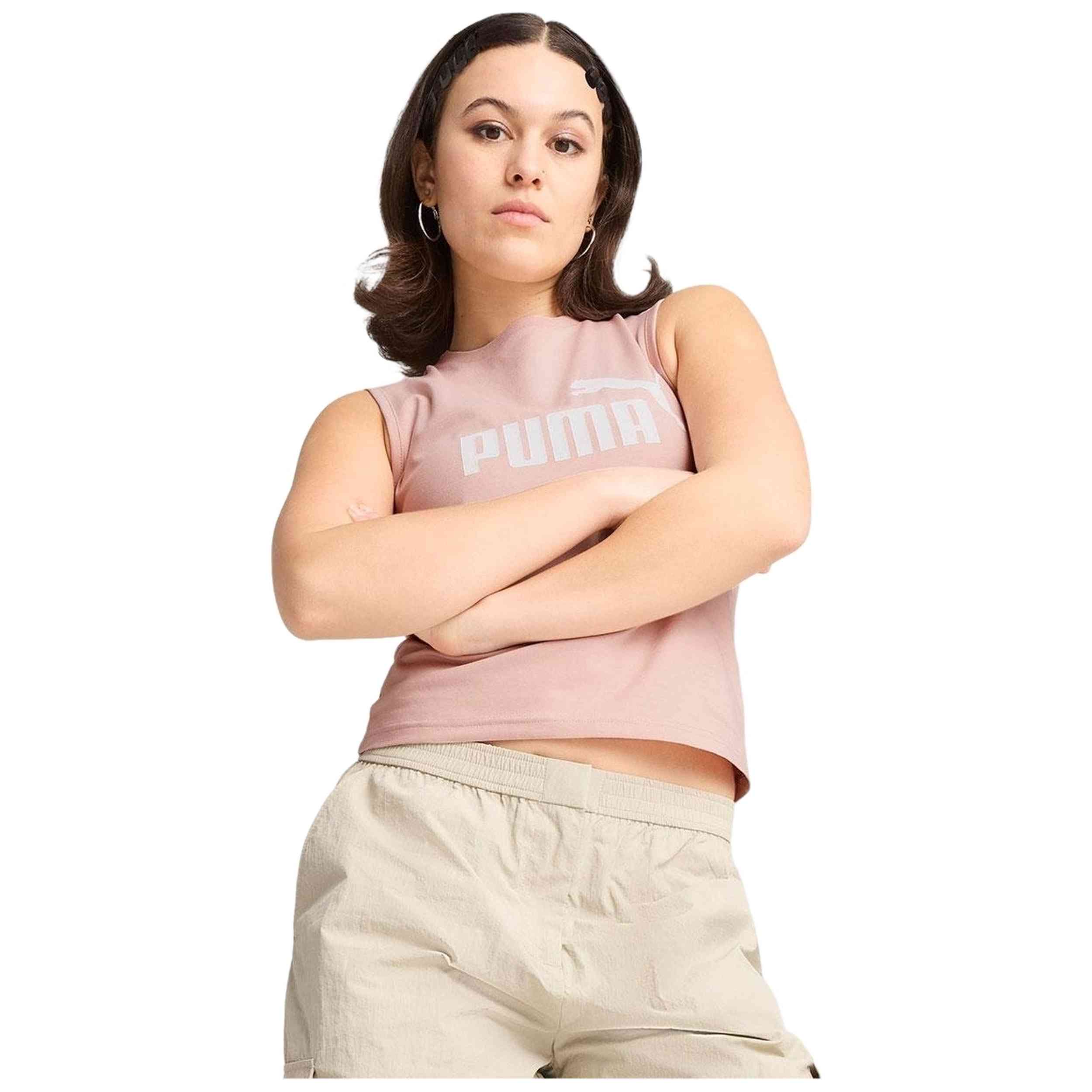 Top Puma modelo Camiseta De Tirantes Puma Ess No. 1 Logo Slim Tank para Mujer en color Rosa