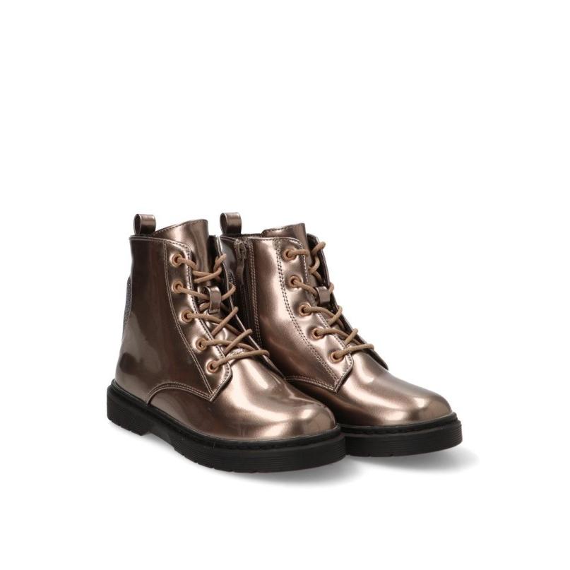 Botin Militar Etika - Niña - Suela Plana - Modelo 10624 - Color Plata
