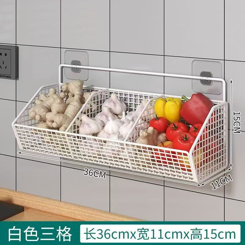 OmHom Cesta de frutas, cesta de verduras, organizador de mesa, frutero de pared y de encimera, estante para aperitivos y especias, cesta de almacenamiento multifuncional para cocina y sala de estar.