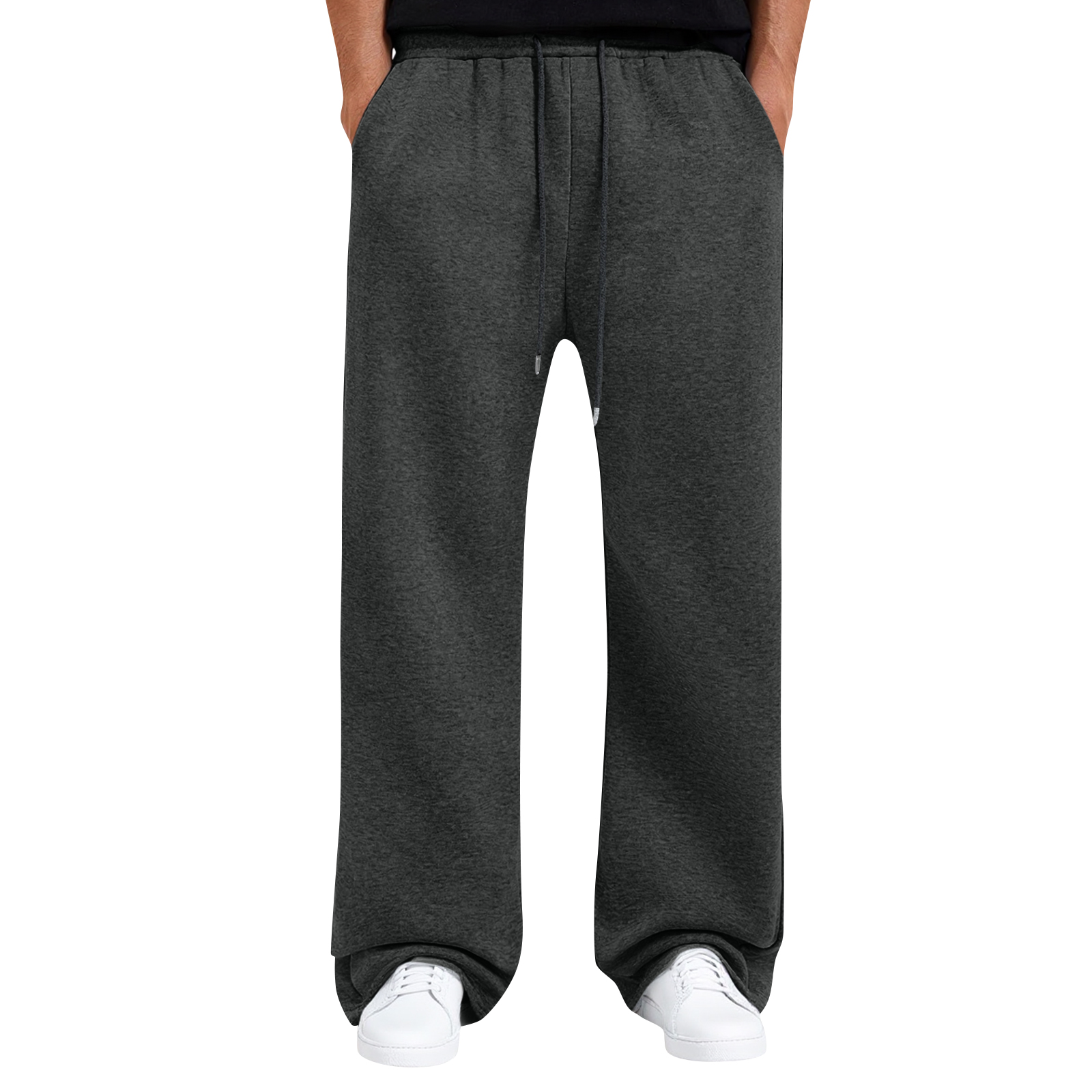 TK Pantalones Casuales Para Hombre Con Cintura Elástica Y Pierna Ancha De Color Sólido Pantalones De Sudor Transpirables Y Cómodos Para Todas Las Estaciones