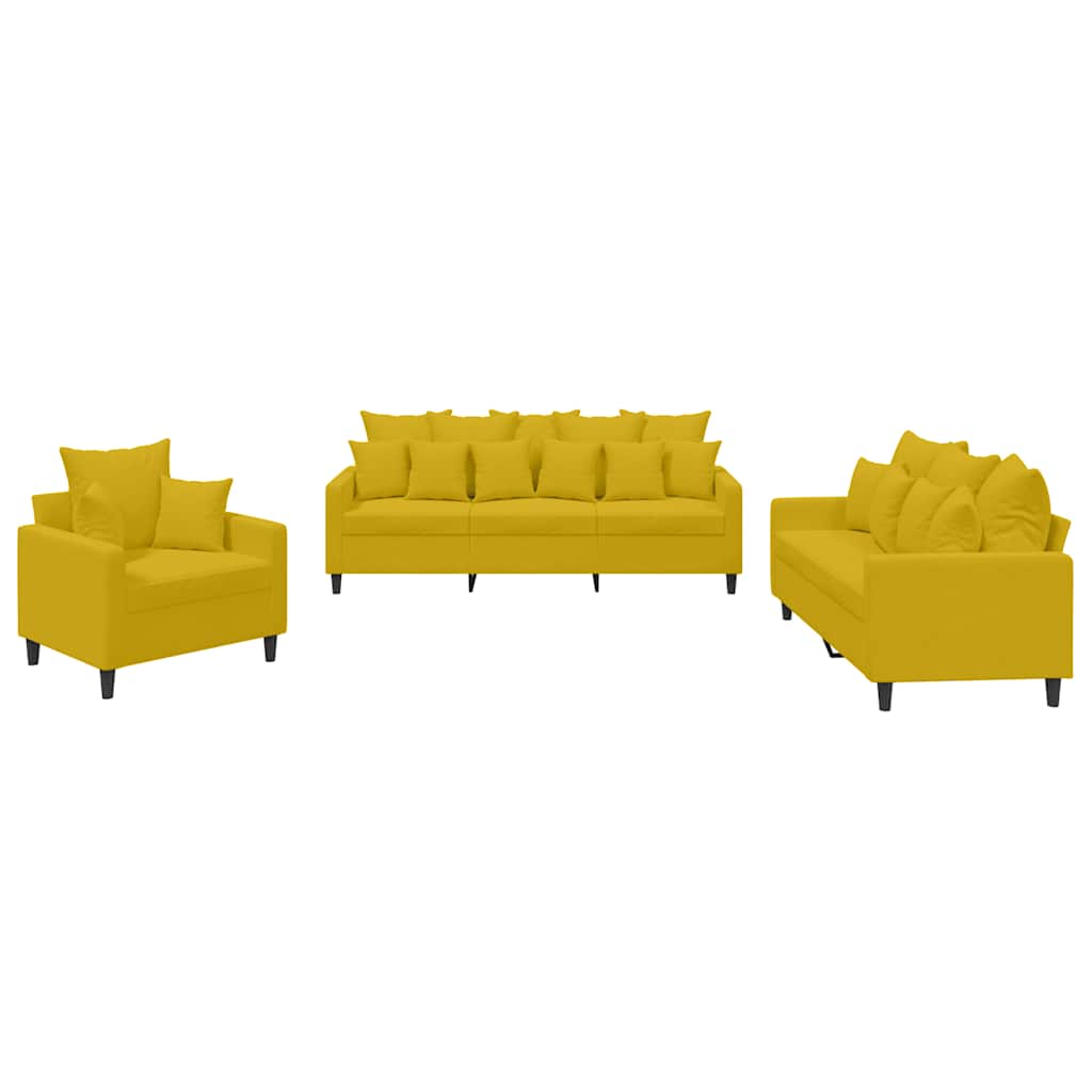 vidaXL Juego de sofás con cojines 3 piezas terciopelo amarillo