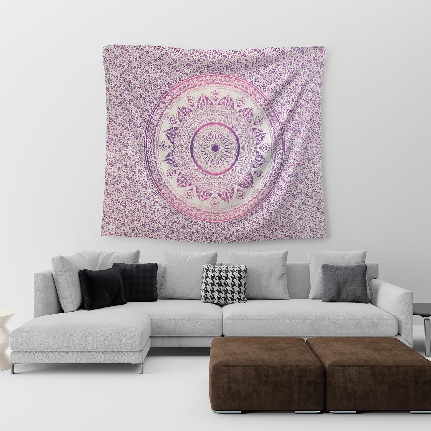 C.A | Tapiz Mandala | 220×240 cm | Estilo Boho Decorativo | Ligero y Multiusos | Algodón + Poliéster | Ideal para Playa, Picnic y Hogar