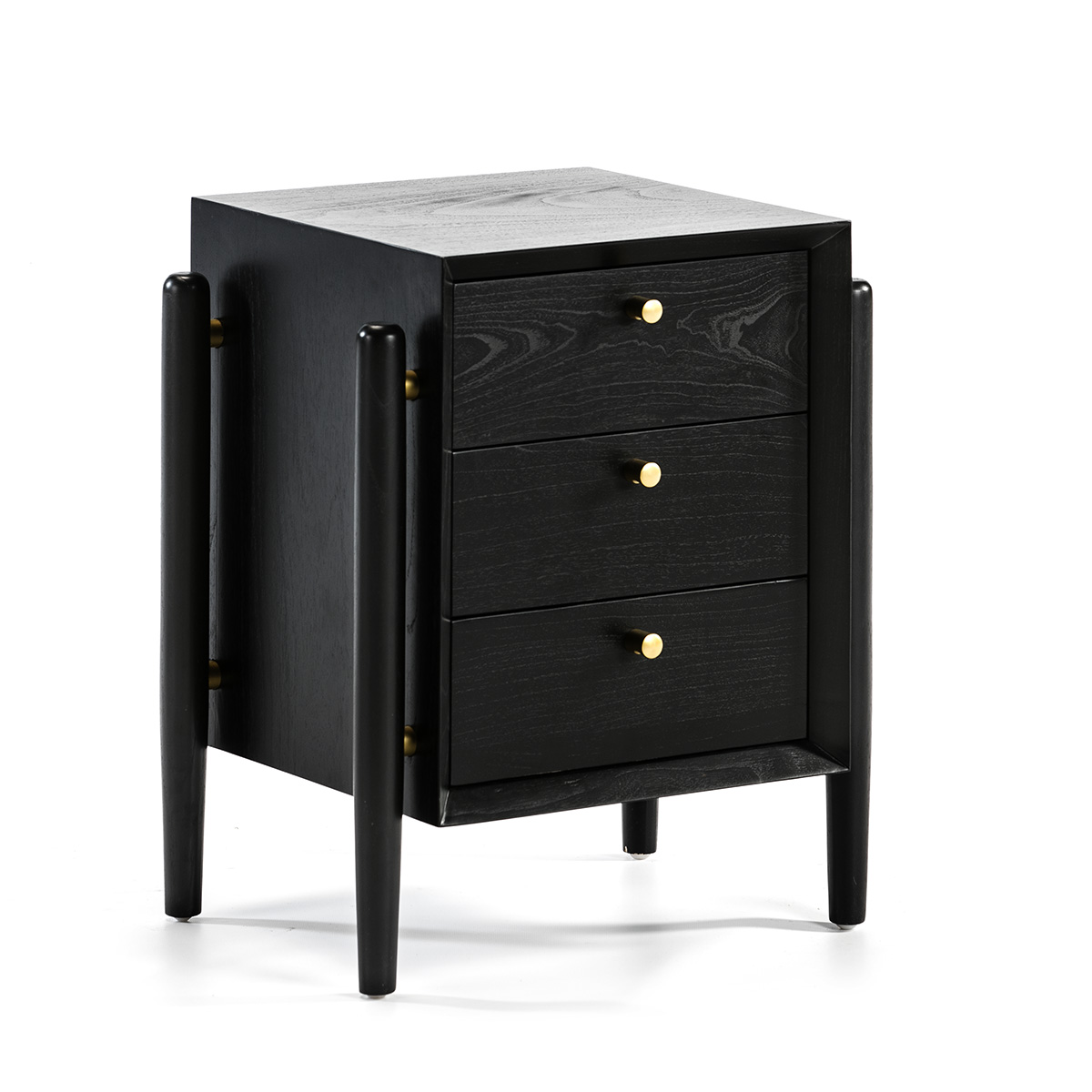 Mesita de noche 50x40x61 madera mindi negro, de madera madera cedro/hierro, color negro pintura negro, 50x40x61 cm Fijalo
